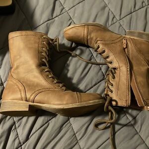 Zip up brown combat boots